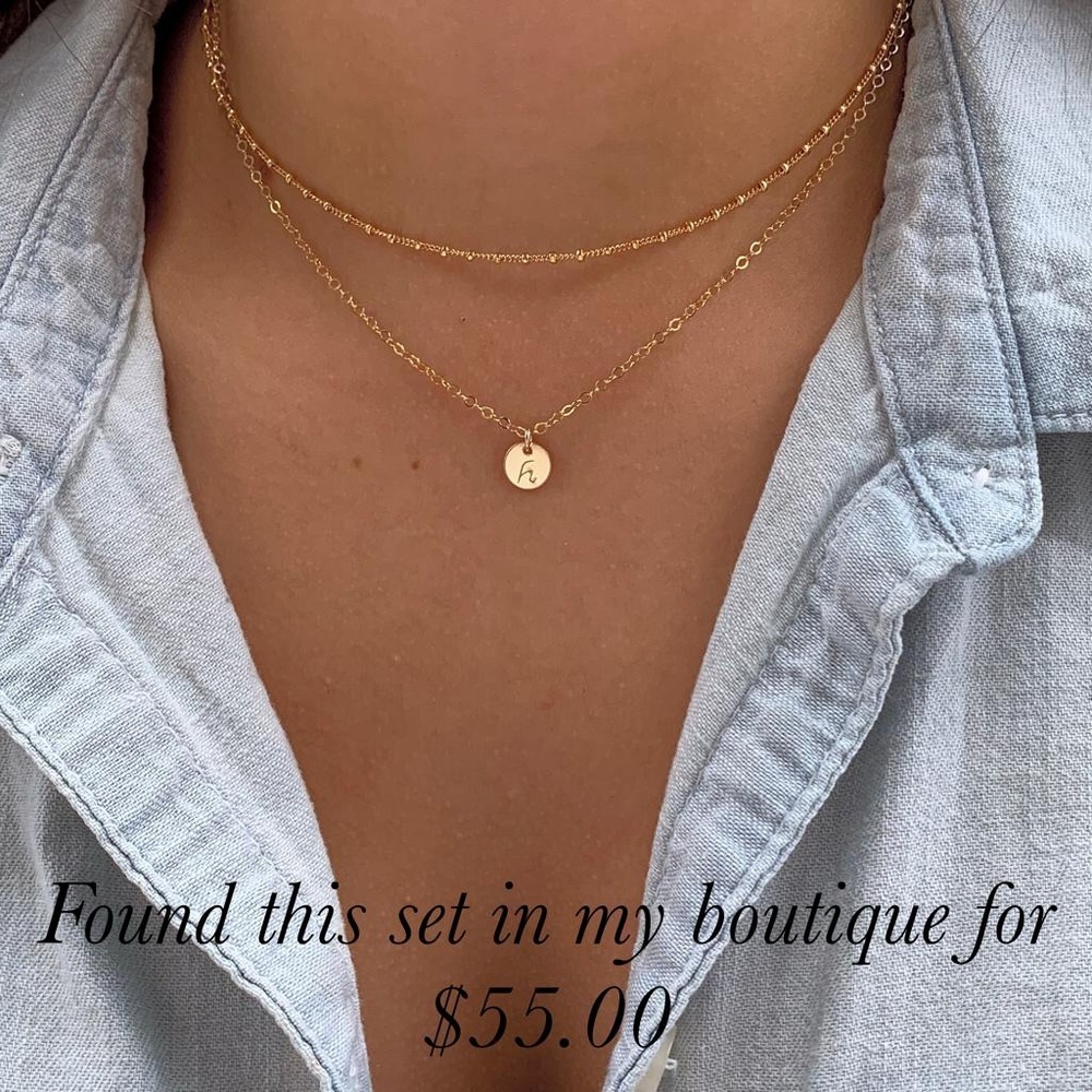 GOLD Personalized Disc Initial Necklace - Picture 4 of 4